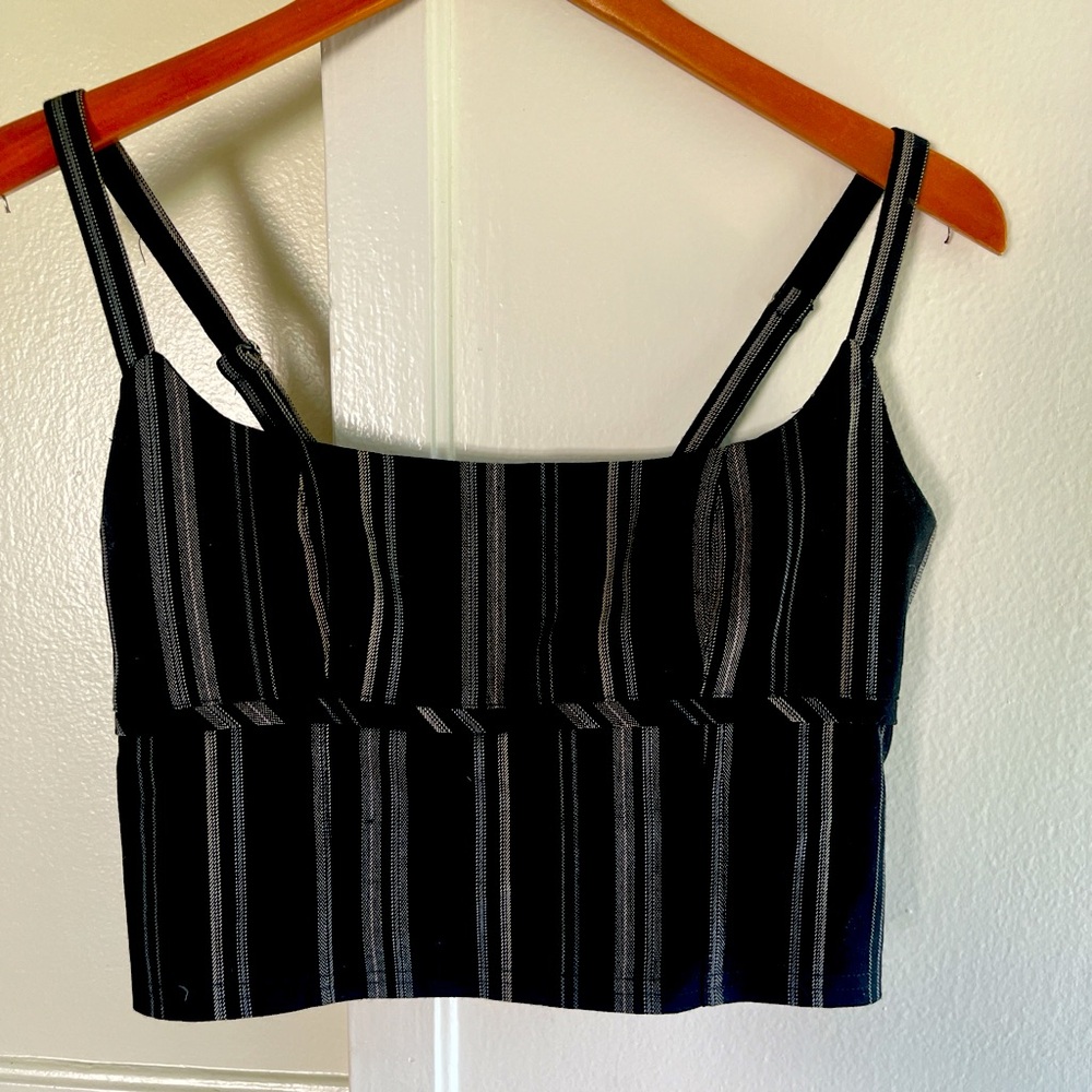 Urban outfitters black and grey striped crop top. Size small